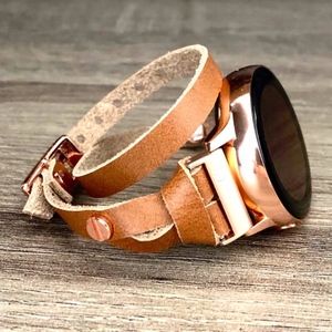 Bronze Leather Rose Gold Galaxy Watch 42mm Band